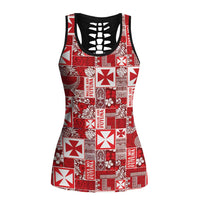 Wallis Et Futuna Kilisimasi Fiefia Hollow Tank Top Pacific Patchwork Xmas Vibes LT9 Female Red - Polynesian Pride