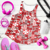 Wallis Et Futuna Kilisimasi Fiefia Women Racerback Tank Pacific Patchwork Xmas Vibes LT9 Red - Polynesian Pride