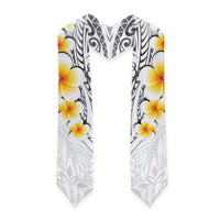 White Polynesia Graduation Stole Plumeria Tropical Leaves With Galaxy Polynesian Art LT14 - Polynesian Pride