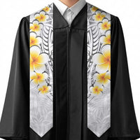 White Polynesia Graduation Stole Plumeria Tropical Leaves With Galaxy Polynesian Art LT14 - Polynesian Pride