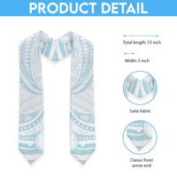 White Sunday Lotu Tamaiti Graduation Stole Polynesian Wave Pastel Cyan LT9 - Polynesian Pride