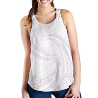 White Sunday Lotu Tamaiti Women Racerback Tank Polynesian Wave Pastel Mauve - Polynesian Pride