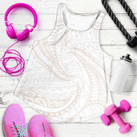 White Sunday Lotu Tamaiti Women Racerback Tank Polynesian Wave Pastel Nude - Polynesian Pride