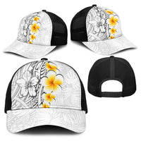 White Tropical Plumeria With Galaxy Polynesian Art Baseball Net Cap LT14 - Polynesian Pride