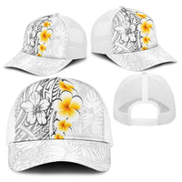 White Tropical Plumeria With Galaxy Polynesian Art Baseball Net Cap LT14 - Polynesian Pride