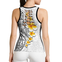 White Tropical Plumeria With Galaxy Polynesian Art Hollow Tank Top LT14 - Polynesian Pride