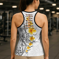 White Tropical Plumeria With Galaxy Polynesian Art Hollow Tank Top LT14 - Polynesian Pride
