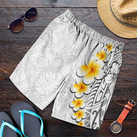 White Tropical Plumeria With Galaxy Polynesian Art Shorts for Men LT14 White - Polynesian Pride