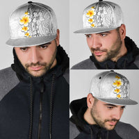White Tropical Plumeria With Galaxy Polynesian Art Snapback Cap - Polynesian Pride