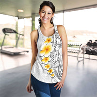 White Tropical Plumeria With Galaxy Polynesian Art Women Racerback Tank - Polynesian Pride