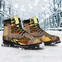 Yellow Aotearoa Kowhaiwhai Pattern All Season Boots NZ Maori Quilt Style - Polynesian Pride