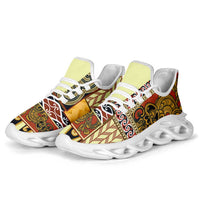 Yellow Aotearoa Kowhaiwhai Pattern Clunky Sneakers NZ Maori Quilt Style - Polynesian Pride