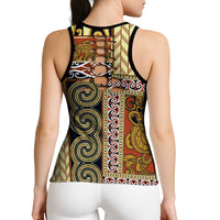 Yellow Aotearoa Kowhaiwhai Pattern Hollow Tank Top NZ Maori Quilt Style - Polynesian Pride