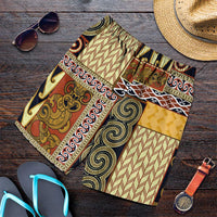 Yellow Aotearoa Kowhaiwhai Pattern Shorts for Men NZ Maori Quilt Style LT14 Yellow - Polynesian Pride