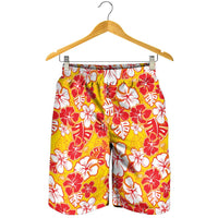 Yellow Hawaii Hibiscus Shorts for Men Tropical Flowers Seamless Pattern LT14 - Polynesian Pride