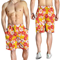 Yellow Hawaii Hibiscus Shorts for Men Tropical Flowers Seamless Pattern LT14 - Polynesian Pride