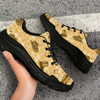 Yellow Palaka Hawaii Cowboy Chunky Sneakers Puakenikeni Lei Paniolo Papale Seamless Vibes - Polynesian Pride