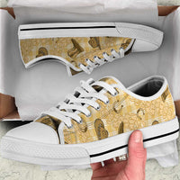 Yellow Palaka Hawaii Cowboy Low Top Shoes Puakenikeni Lei Paniolo Papale Seamless Vibes - Polynesian Pride
