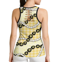 Yellow Palaka Hawaii Hollow Tank Top Kukui Nut Pikake Lei Hawaiian Tapa Pattern LT14 - Polynesian Pride