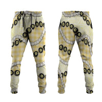Yellow Palaka Hawaii Jogger Pants Kukui Nut Pikake Lei Hawaiian Tapa Pattern LT14 Yellow - Polynesian Pride