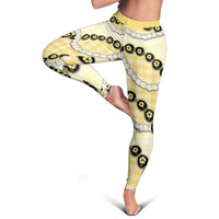 Yellow Palaka Hawaii Leggings Kukui Nut Pikake Lei Hawaiian Tapa Pattern LT14 - Polynesian Pride