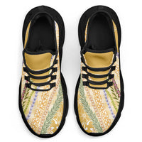 Yellow Palaka Hawaii Leis Clunky Sneakers Hawaiian-plaid Elegant Tropical Vibes LT14 - Polynesian Pride