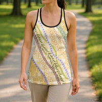 Yellow Palaka Hawaii Leis Hollow Tank Top Hawaiian-plaid Elegant Tropical Vibes LT14 - Polynesian Pride