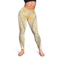 Yellow Palaka Hawaii Leis Leggings Hawaiian-plaid Elegant Tropical Vibes - Polynesian Pride