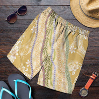 Yellow Palaka Hawaii Leis Shorts for Men Hawaiian-plaid Elegant Tropical Vibes LT14 Yellow - Polynesian Pride