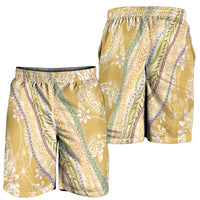 Yellow Palaka Hawaii Leis Shorts for Men Hawaiian-plaid Elegant Tropical Vibes LT14 - Polynesian Pride