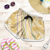 Yellow Palaka Hawaii Leis Shorts for Women Hawaiian-plaid Elegant Tropical Vibes LT14 Yellow - Polynesian Pride