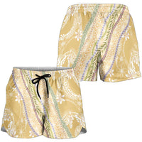 Yellow Palaka Hawaii Leis Shorts for Women Hawaiian-plaid Elegant Tropical Vibes LT14 - Polynesian Pride