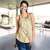 Yellow Palaka Hawaii Leis Women Racerback Tank Hawaiian-plaid Elegant Tropical Vibes LT14 - Polynesian Pride