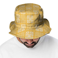Yellow Palaka Quilt Hawaii Bucket Hat Traditional Hawaii-plaid Pattern - Polynesian Pride