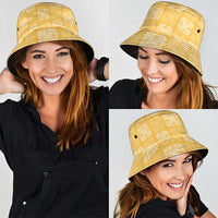 Yellow Palaka Quilt Hawaii Bucket Hat Traditional Hawaii-plaid Pattern - Polynesian Pride