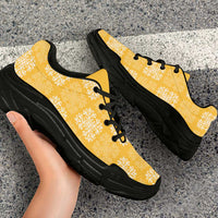 Yellow Palaka Quilt Hawaii Chunky Sneakers Traditional Hawaii-plaid Pattern - Polynesian Pride