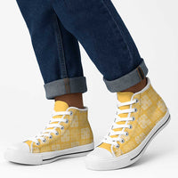 Yellow Palaka Quilt Hawaii High Top Shoes Traditional Hawaii-plaid Pattern - Polynesian Pride