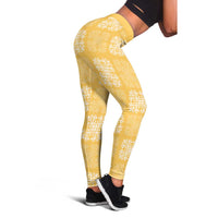Yellow Palaka Quilt Hawaii Leggings Traditional Hawaii-plaid Pattern - Polynesian Pride