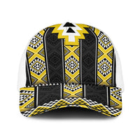 Yellow Taniko Aotearoa Baseball Net Cap Niho Taniwha Mix Poutama LT14 One Size White Yellow - Polynesian Pride