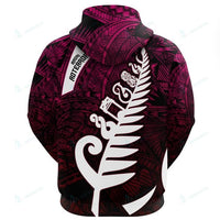 Custom New Zealand Maori Pullover Hoodie, Maori Symbols Pink - Polynesian Pride