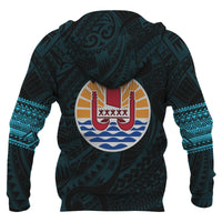 Tahiti Polynesian Tattoo All Over Hoodie Blue - Polynesian Pride
