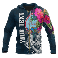 Guam Custom Zip up Hoodie Summer Vibes Unisex Blue - Polynesian Pride