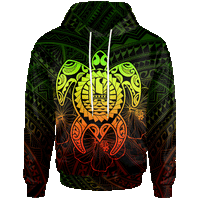 Tahiti Polynesian Hoodie Vintage Polynesian Turtle (Reggae) Unisex Reggae - Polynesian Pride