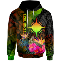 Marshall Islands Polynesian Custom Hoodie Hibiscus and Banana Leaves Unisex Reggae - Polynesian Pride