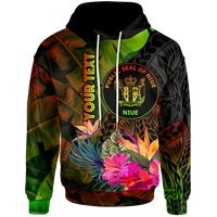 Niue Polynesian Custom Hoodie Hibiscus and Banana Leaves Unisex Reggae - Polynesian Pride