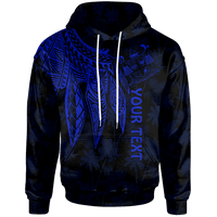 Fiji Custom Hoodie Polynesian Wings (Blue) Unisex Blue - Polynesian Pride