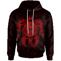 Tahiti Polynesian Hoodie Vintage Polynesian Turtle (Red) Unisex Red - Polynesian Pride