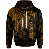 Tonga Custom Hoodie Polynesian Wings (Golden) Unisex Golden - Polynesian Pride