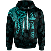 Vanuatu Custom Hoodie Polynesian Wings (Turquoise) Unisex Turquoise - Polynesian Pride