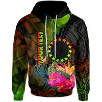 Cook Islands Polynesian Custom Hoodie Hibiscus and Banana Leaves Unisex Reggae - Polynesian Pride